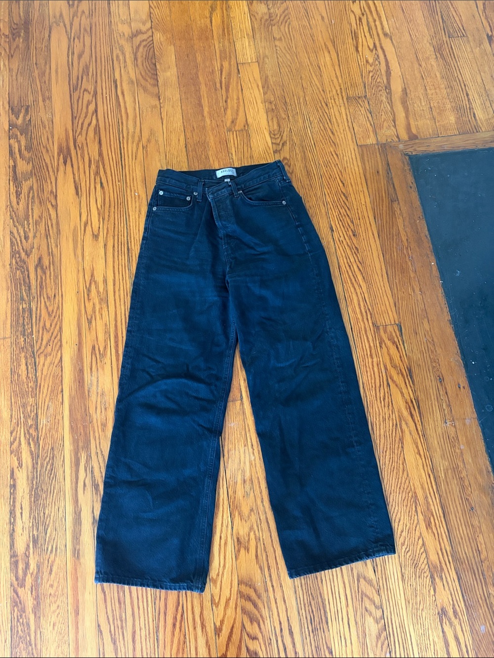 Agolde Ren Wide Leg Jeans in Black Scowl Size 26